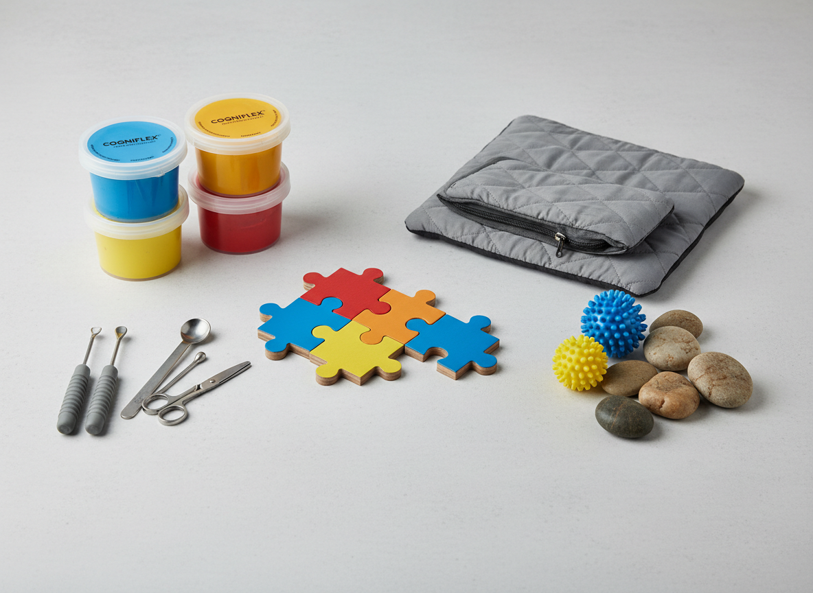 Cognitive recovery toys including therapy putty and fine motor skill tools